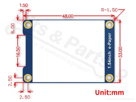 Display E-Paper Waveshare 1.54 inch 200x200px with controller